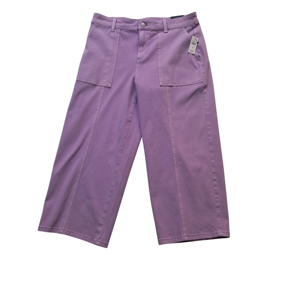 NWT Talbots Wide Leg Crop Jean Womens 10 Petite Purple High Rise Stretch Denim